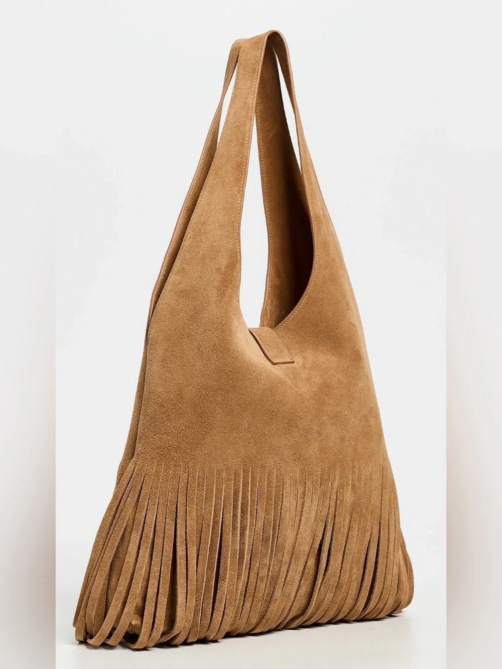 Reformation IVY Bracco Tan Suede Fringe Shoulder Bag Tote NEW NWT